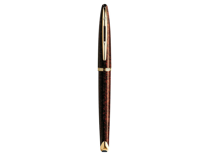 Waterman Carène Marine Amber Füller | hochglänzend Braun & Schwarz mit Clip aus 23-karätigem Gold | Füllfederhalter mit feiner F