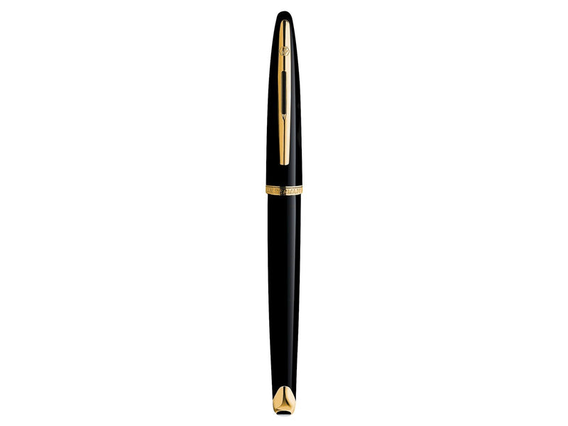 Waterman Carène Black Sea Füller | hochglänzend Schwarz mit Clip aus 23-karätigem Gold | Füllfederhalter mit feiner Feder | blau