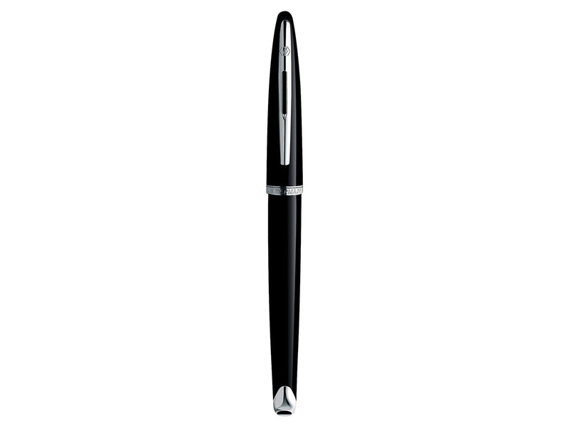 Waterman Carène Black Sea Füller | hochglänzend Schwarz mit Palladiumzierteilen | Füllfederhalter mit mittlerer Feder | blaue Ti