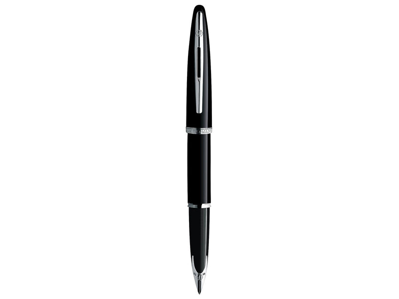 Waterman Carène Black Sea Füller | hochglänzend Schwarz mit Palladiumzierteilen | Füllfederhalter mit feiner Feder | blaue Tinte