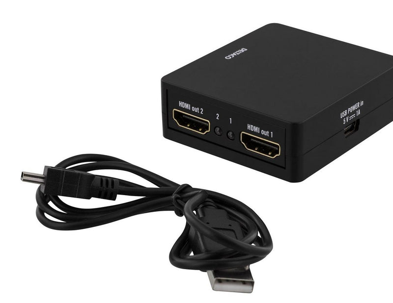 Deltaco HDMI splitter 1x HDMI in 2x HDMI out 6.