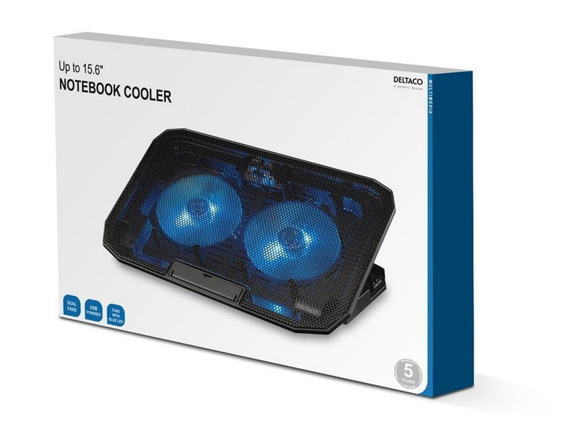Deltaco Laptop Cooler for 15.6" lapotop 2 x 120mm fan