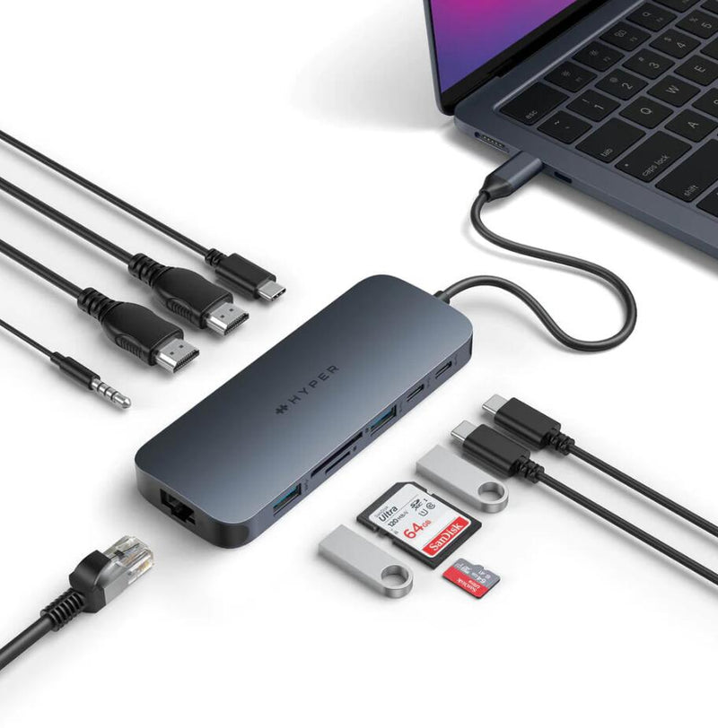 Hyper® HyperDrive EcoSmart™ Gen.2 Universal USB-C® 8-in-1 Hub w 140 W PD3.1 Power Pass-thru