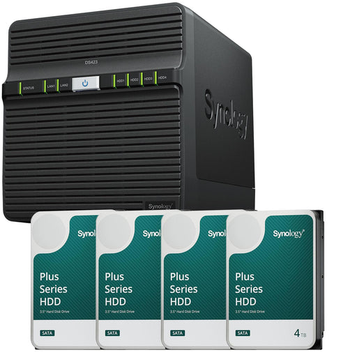 Synology DiskStation DS423 4 Einschübe NAS-Server Leergehäuse + 4x Synology Plus 3.5' SATA 6Gb/s Festplatte 4 TB (16TB)