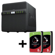 Synology DiskStation DS423 4 Einschübe NAS-Server Leergehäuse + 2x Seagate Ironwolf SATA 3.5' HDD 8TB Festplatte