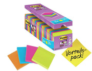 3M Post-it Super Sticky 76x76mm 24x 90 Sheets Assorted