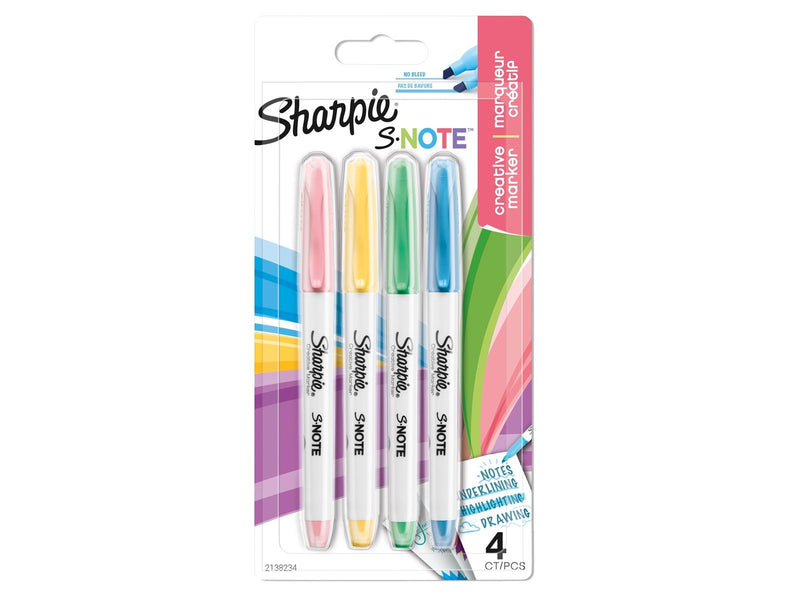 Sharpie S-Note Textmarker & Kreative Markerstifte | Schreiben, Malen, Markieren & Mehr | geschmischte Pastellfarben | 2-in-1 Kei