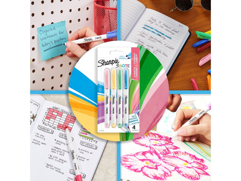 Sharpie S-Note Textmarker & Kreative Markerstifte | Schreiben, Malen, Markieren & Mehr | geschmischte Pastellfarben | 2-in-1 Kei