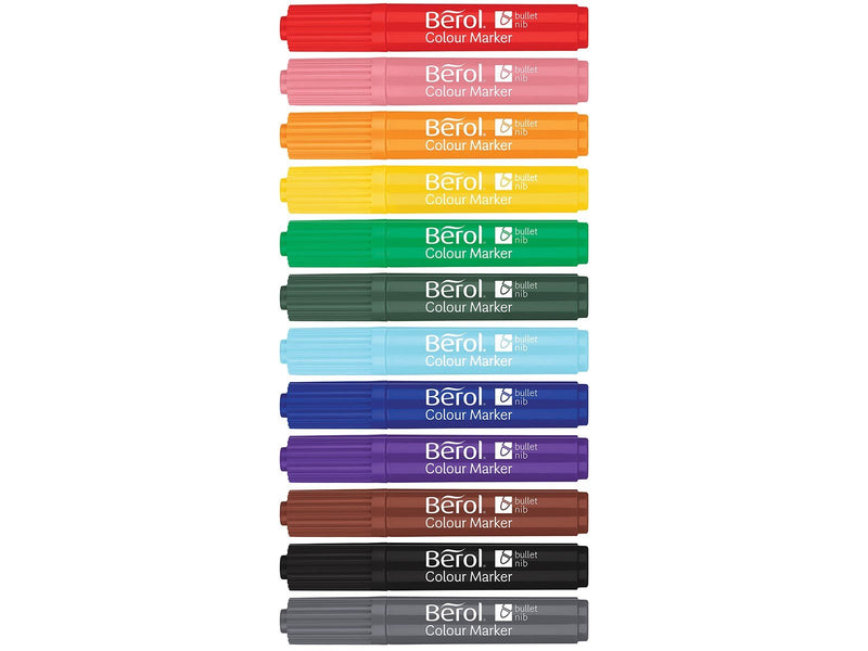 Berol bunte Fasermaler, breite Rundspitze 2mm - farblich sortiert, 144er Pack