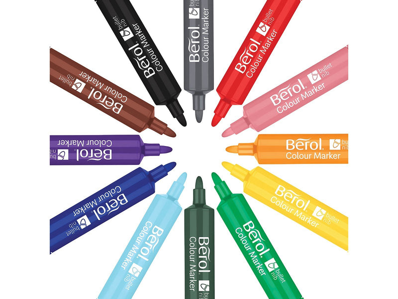 Berol bunte Fasermaler, breite Rundspitze 2mm - farblich sortiert, 144er Pack