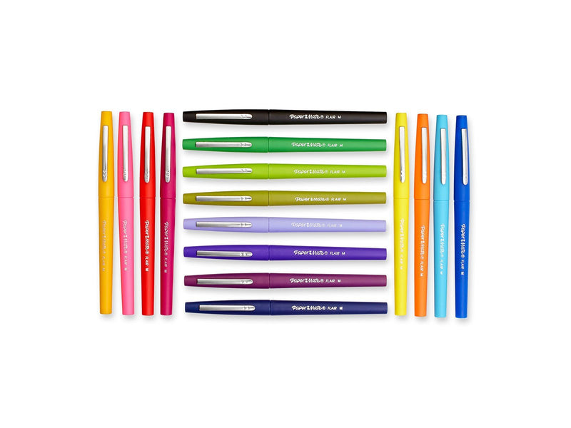 Paper Mate Flair Filzstifte | mittlere Spitze (0,7mm) | Tropical Farben | Stifte Tasche mit 16 Stiften