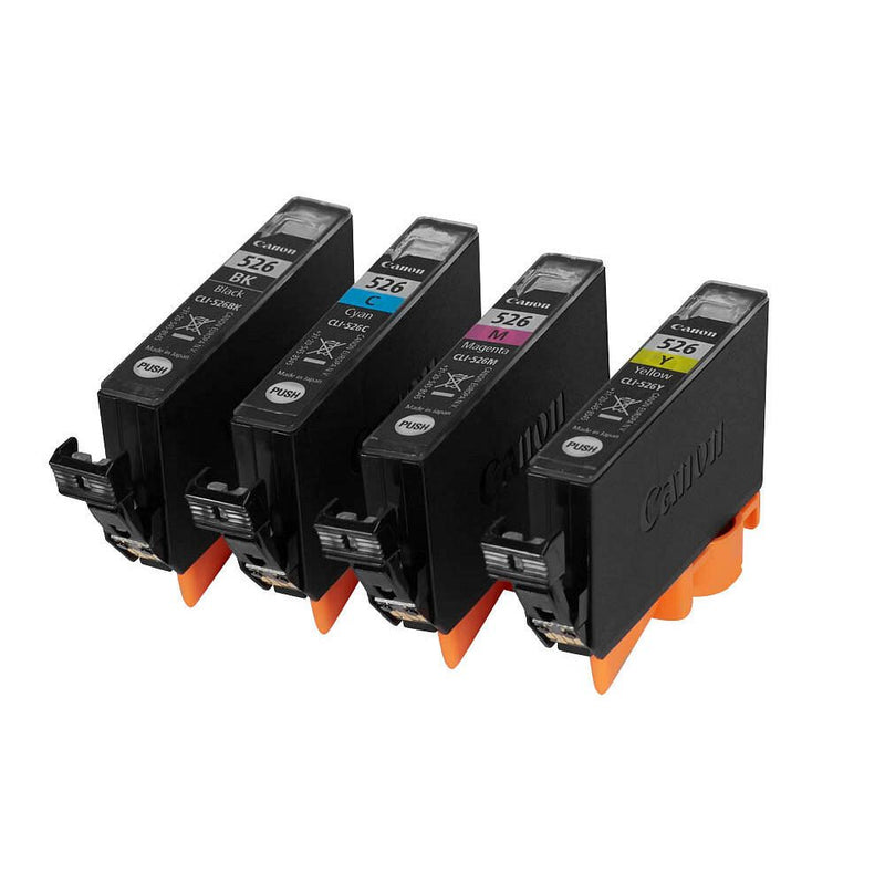 Canon Original CLI-526 Druckerpatronen Value Pack - 1 x schwarz / je 1 x CMY + 50 Blatt Fotopapier (4540B019)