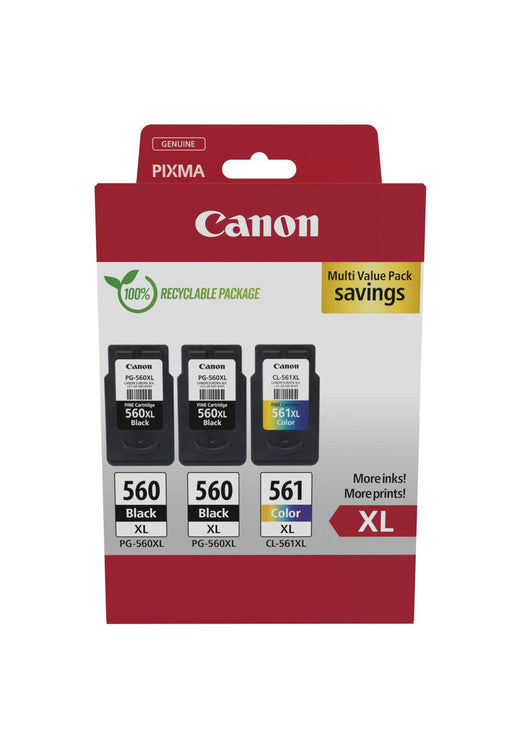 Canon Original PG-560XL + CL-561XL Druckerpatronen Multipack - 2 x schwarz / 1 x farbig (3712C009)