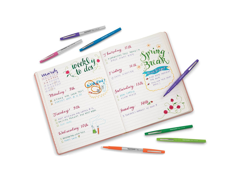 Paper Mate Flair Filzstifte | mittlere Spitze (0,7 mm) | Schwarz | 2 Stück