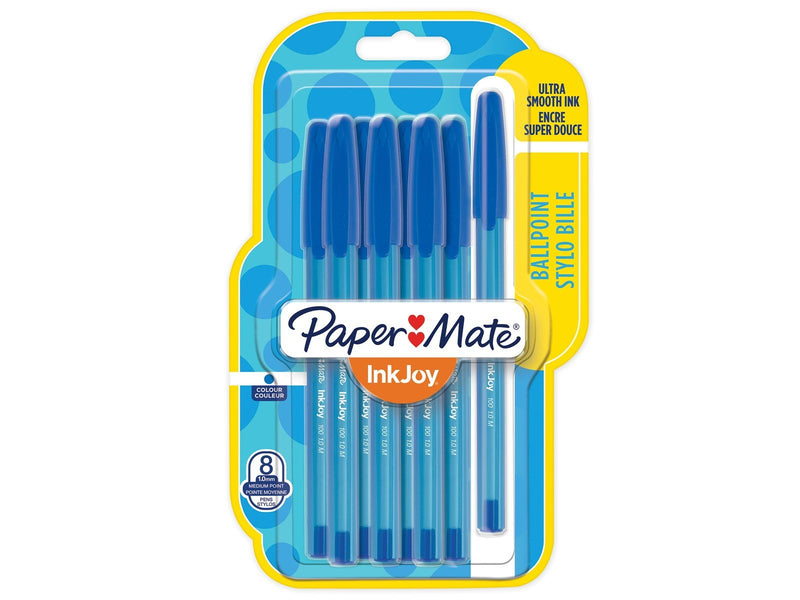 Paper Mate InkJoy 100ST Kugelschreiber | mittlere Spitze (1,0 mm) | Blau | 8 Stück