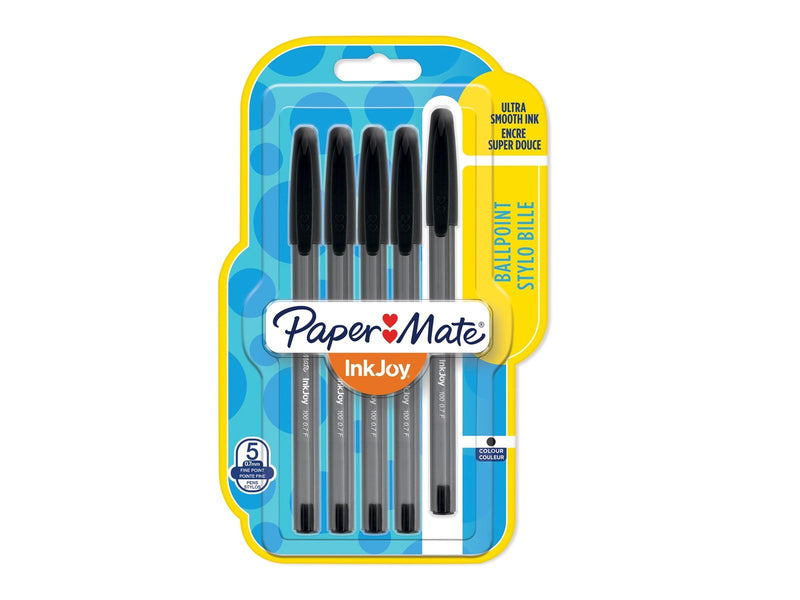 Paper Mate InkJoy 100ST Kugelschreiber | feine Spitze (0,7 mm) | Schwarz | 5 Stück
