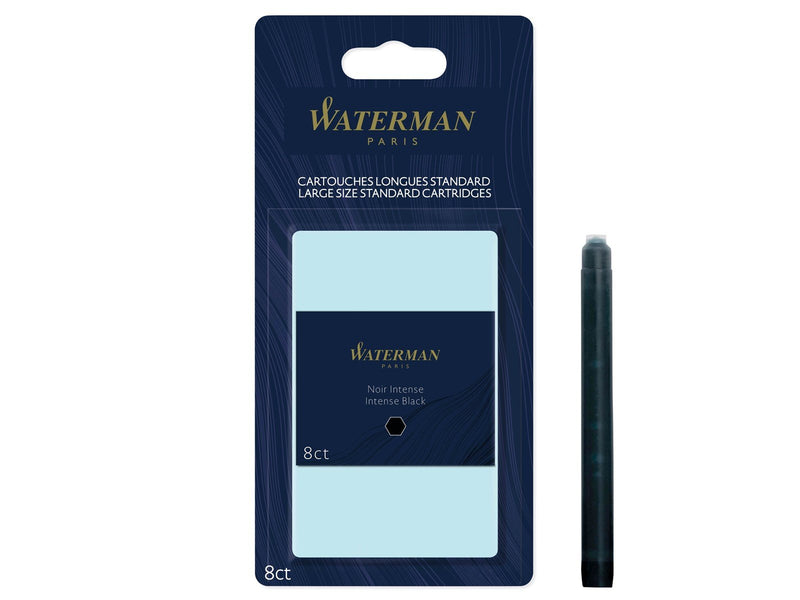 Waterman Füller-Tintenpatronen | Extra lang | Intense Black | 8 Stück | Blister-Verpackung