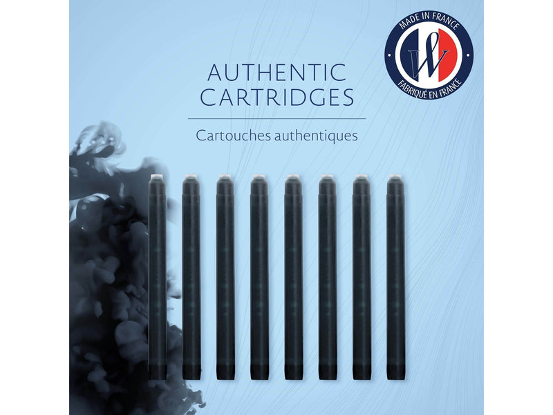 Waterman Füller-Tintenpatronen | Extra lang | Intense Black | 8 Stück | Blister-Verpackung