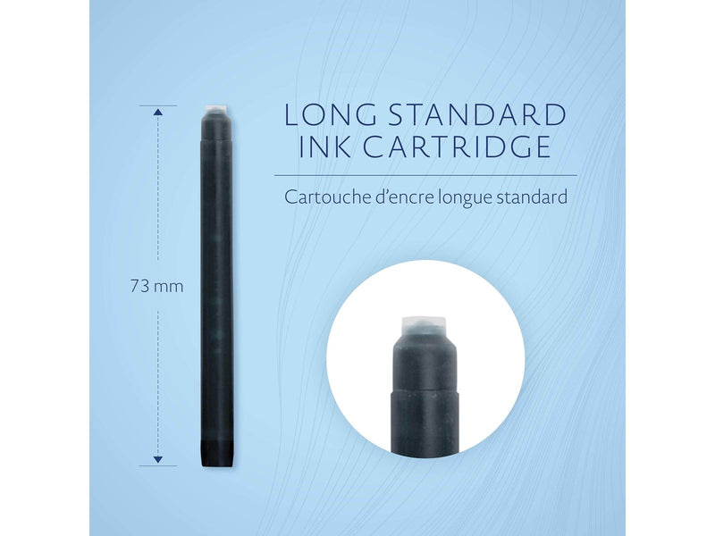 Waterman Füller-Tintenpatronen | Extra lang | Intense Black | 8 Stück | Blister-Verpackung