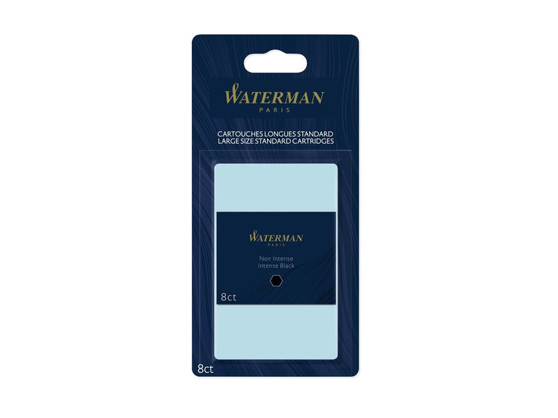 Waterman Füller-Tintenpatronen | Extra lang | Intense Black | 8 Stück | Blister-Verpackung