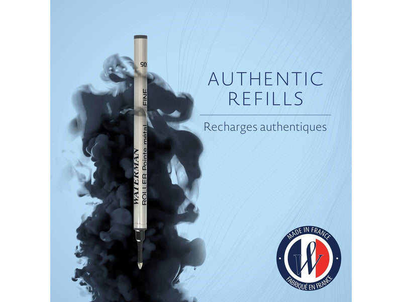Waterman Ersatzmine für Tintenroller | feine Spitze | Schwarze Tinte | 1 Stück