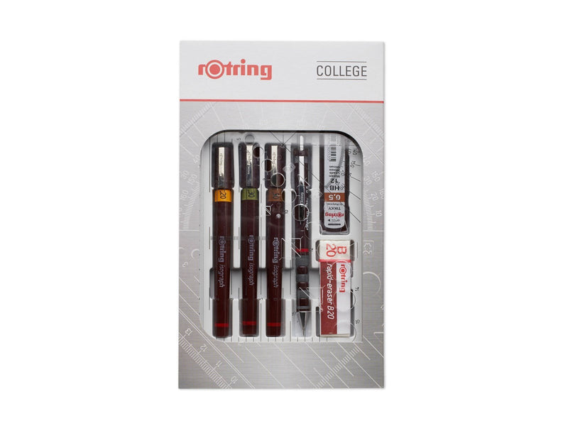 Rotring rOtring Isograph Fineliner College Set | 3 Isograph Tuschefüller (0,20 mm, 0,30 mm und 0,50 mm), Tikky Druckbleistift (0
