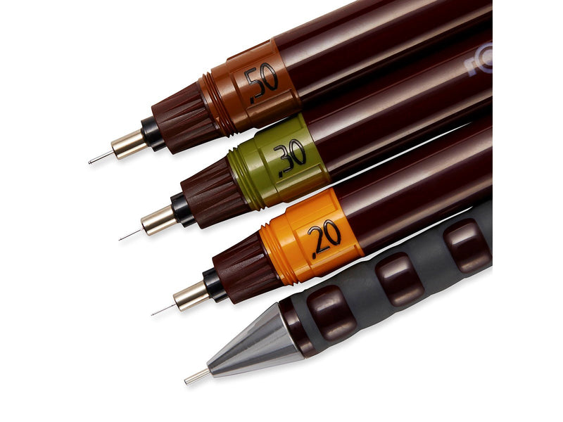Rotring rOtring Isograph Fineliner College Set | 3 Isograph Tuschefüller (0,20 mm, 0,30 mm und 0,50 mm), Tikky Druckbleistift (0
