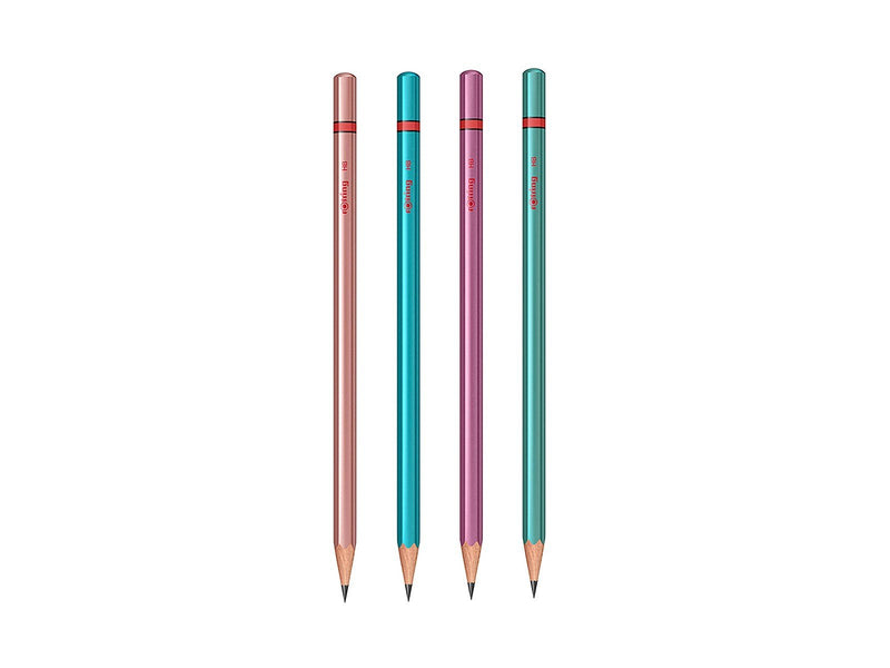 Rotring rOtring Woodcase Metallic-Bleistifte | HB-Blei | Verschiedene Farben | 4 Stück