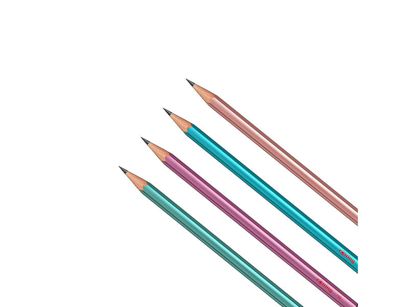 Rotring rOtring Woodcase Metallic-Bleistifte | HB-Blei | Verschiedene Farben | 4 Stück