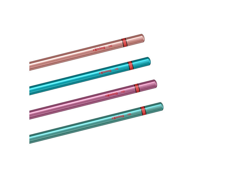 Rotring rOtring Woodcase Metallic-Bleistifte | HB-Blei | Verschiedene Farben | 4 Stück