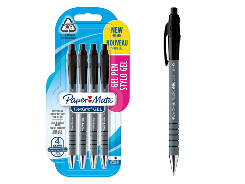 Paper Mate FlexGrip Gelstifte | 0,7 mm | schwarze Tinte | 4 Stück