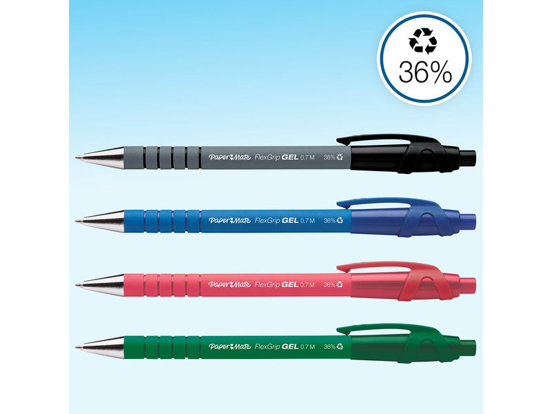 Paper Mate FlexGrip Gelstifte | 0,7 mm | schwarze | blaue | rote & grüne Tinte | 4 Stück