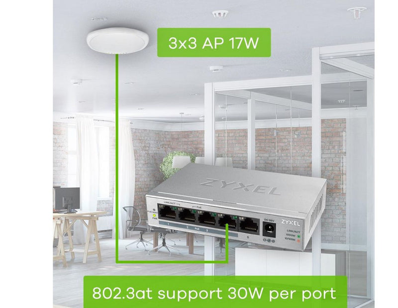 ZyXEL GS1005HP 5-Port GbE Unmanaged PoE+ (60W) Switch
