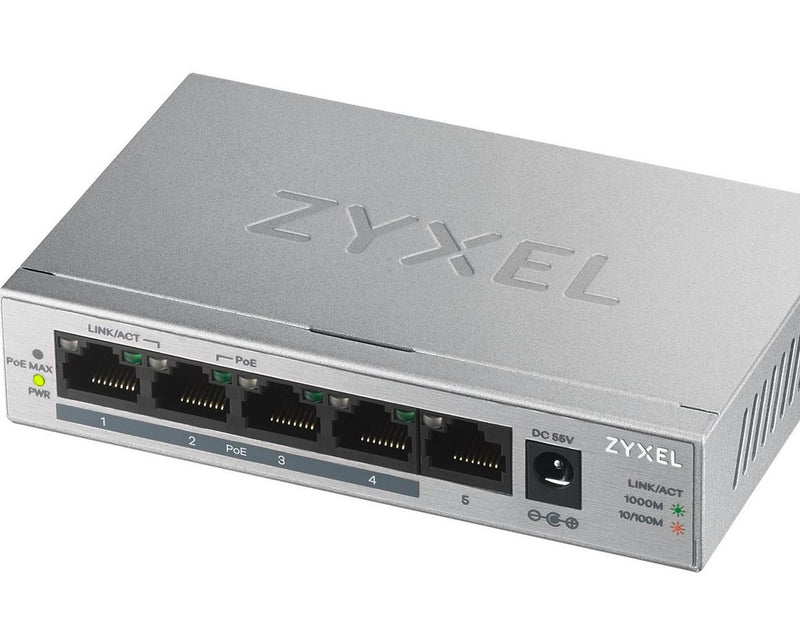 ZyXEL GS1005HP 5-Port GbE Unmanaged PoE+ (60W) Switch