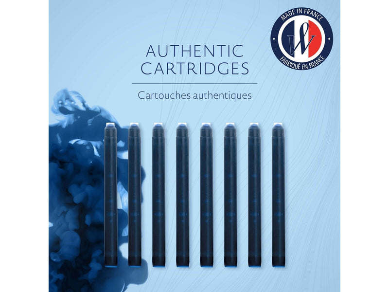 Waterman Füller-Tintenpatronen | Extra lang | Mysterious Blue | 8 Stück