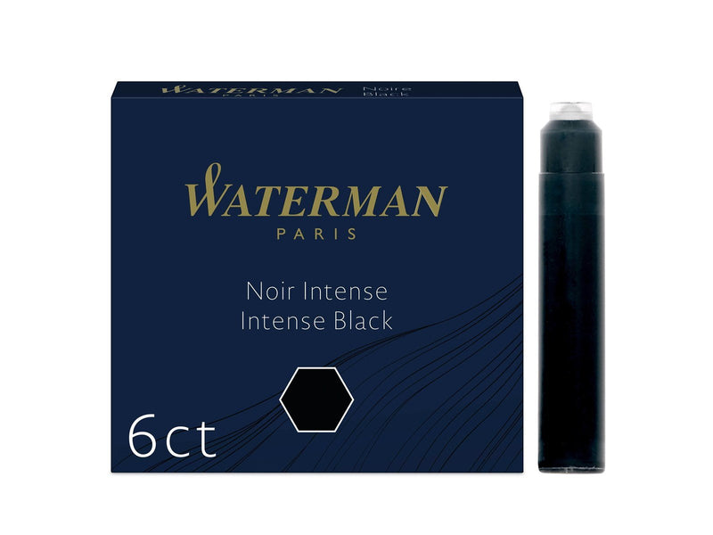 Waterman Füller-Tintenpatronen | International Standardgröße | Intense Black | 6 Stück