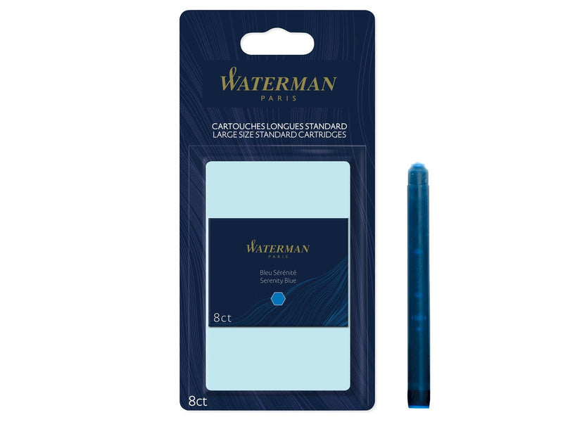 Waterman Füller-Tintenpatronen | Extra lang | Serenity Blue | 8 Stück | Blister-Verpackung