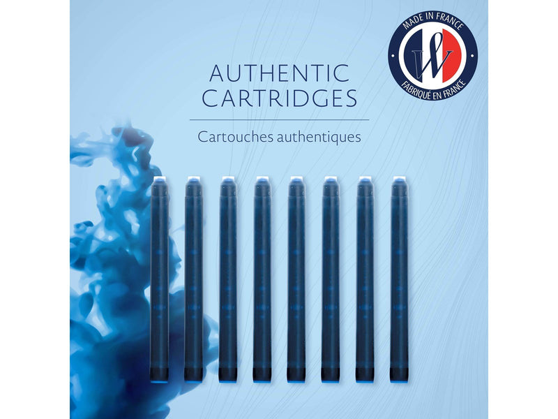 Waterman Füller-Tintenpatronen | Extra lang | Serenity Blue | 8 Stück | Blister-Verpackung