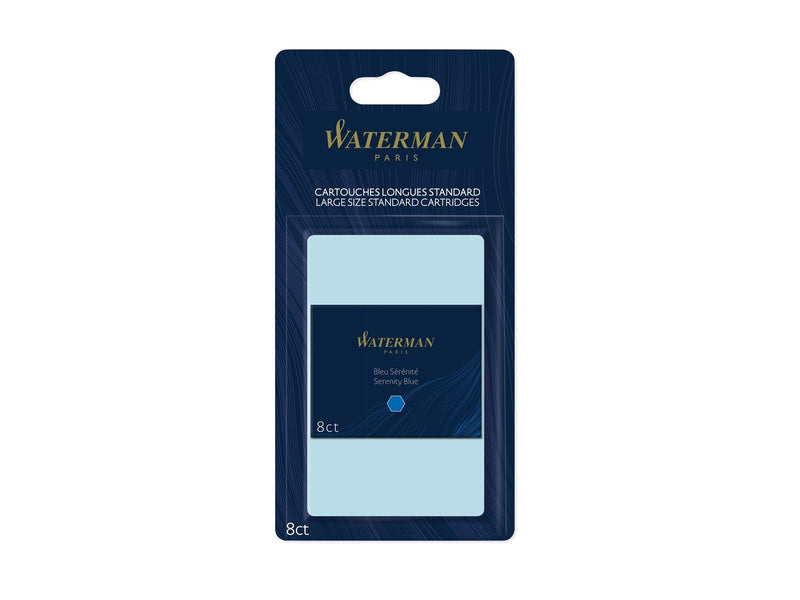 Waterman Füller-Tintenpatronen | Extra lang | Serenity Blue | 8 Stück | Blister-Verpackung