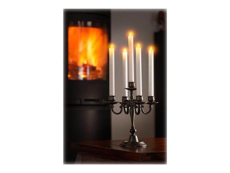 Pro Set of 5 white LED real wax rod candles incl. rem