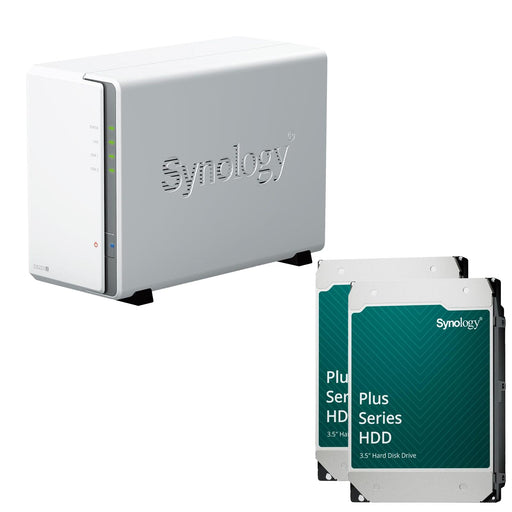 Synology DiskStation DS223J 2 Einschübe NAS-Server Leergehäuse + 2x Synology Plus 3.5' SATA 6Gb/s Festplatte 12 TB (24TB