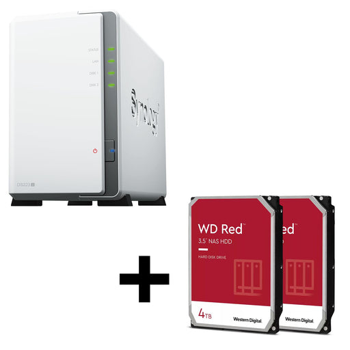 Synology DiskStation DS223J 2 Einschübe NAS-Server Leergehäuse + 8TB (2x4TB) WD Red 40EFPX SATA 3.5' HDD Festplatten