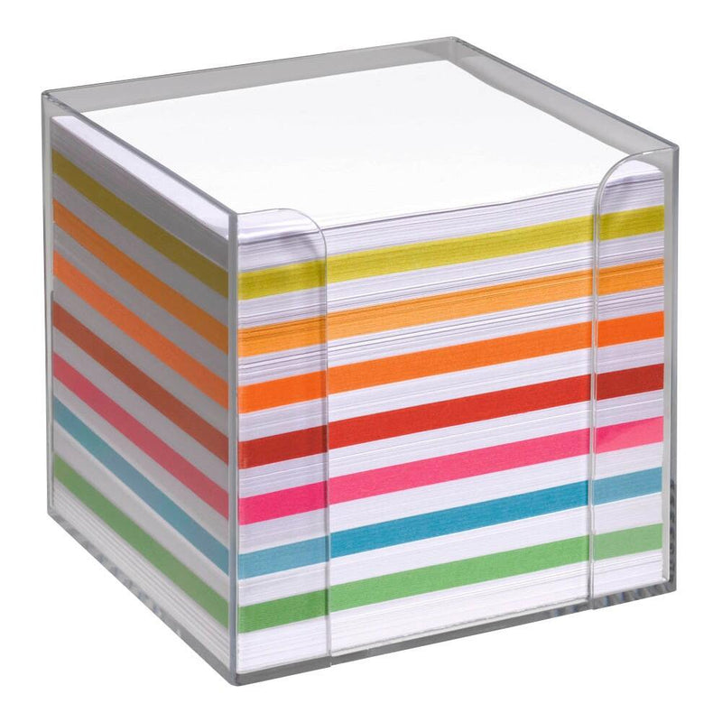 folia Zettelbox transparent inkl. Notizzettel farbig sortiert - 700 Stück