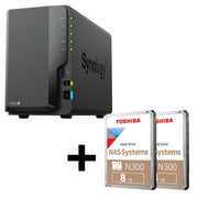 Synology DiskStation DS224+ 2 Einschübe NAS-Server Leergehäuse + 2x Toshiba N300 SATA 3.5' HDD 8TB bulk Festplatte