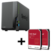 Synology DiskStation DS224+ 2 Einschübe NAS-Server Leergehäuse + 2x WD Red 40EFPX SATA 3.5' HDD 4TB Festplatte