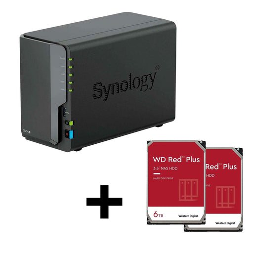 Synology DiskStation DS224+ 2 Einschübe NAS-Server Leergehäuse + 2x WD Red NAS 3.5' HDD 6TB Festplatte