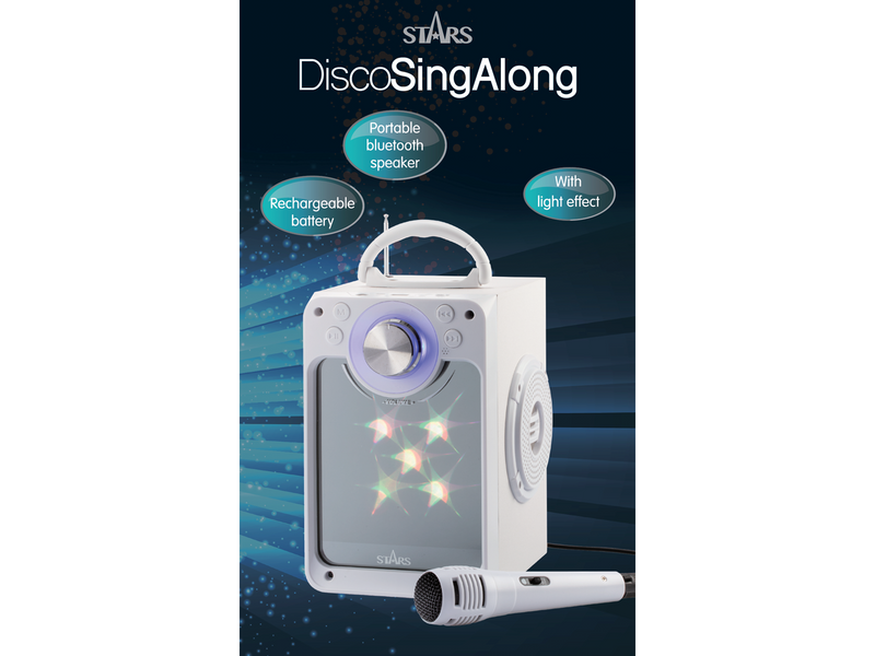 Stars Karaoke Machine with Blue Tooth Disco LED light White