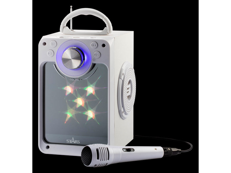 Stars Karaoke Machine with Blue Tooth Disco LED light White