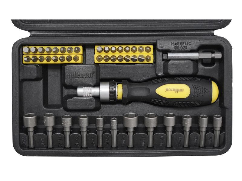 Millarco Bits set with ratchet handle - 46 pcs.