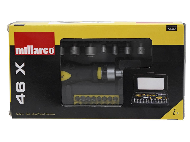 Millarco Bits set with ratchet handle - 46 pcs.